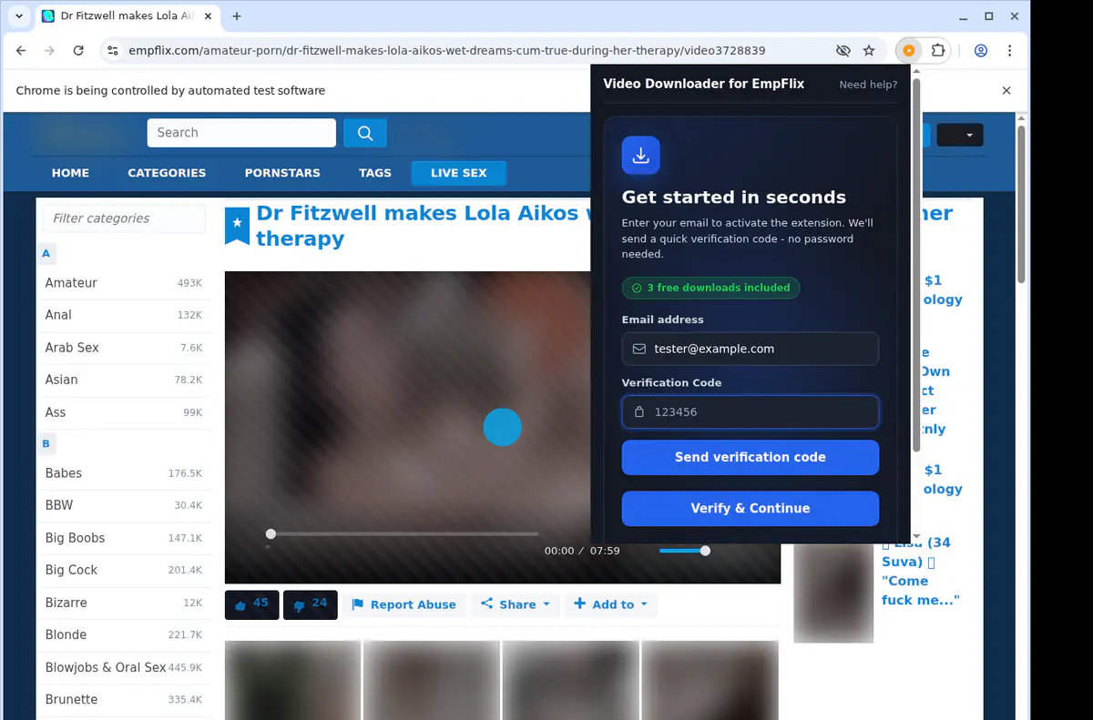 Empflix Video Downloader browser extension screenshot 4